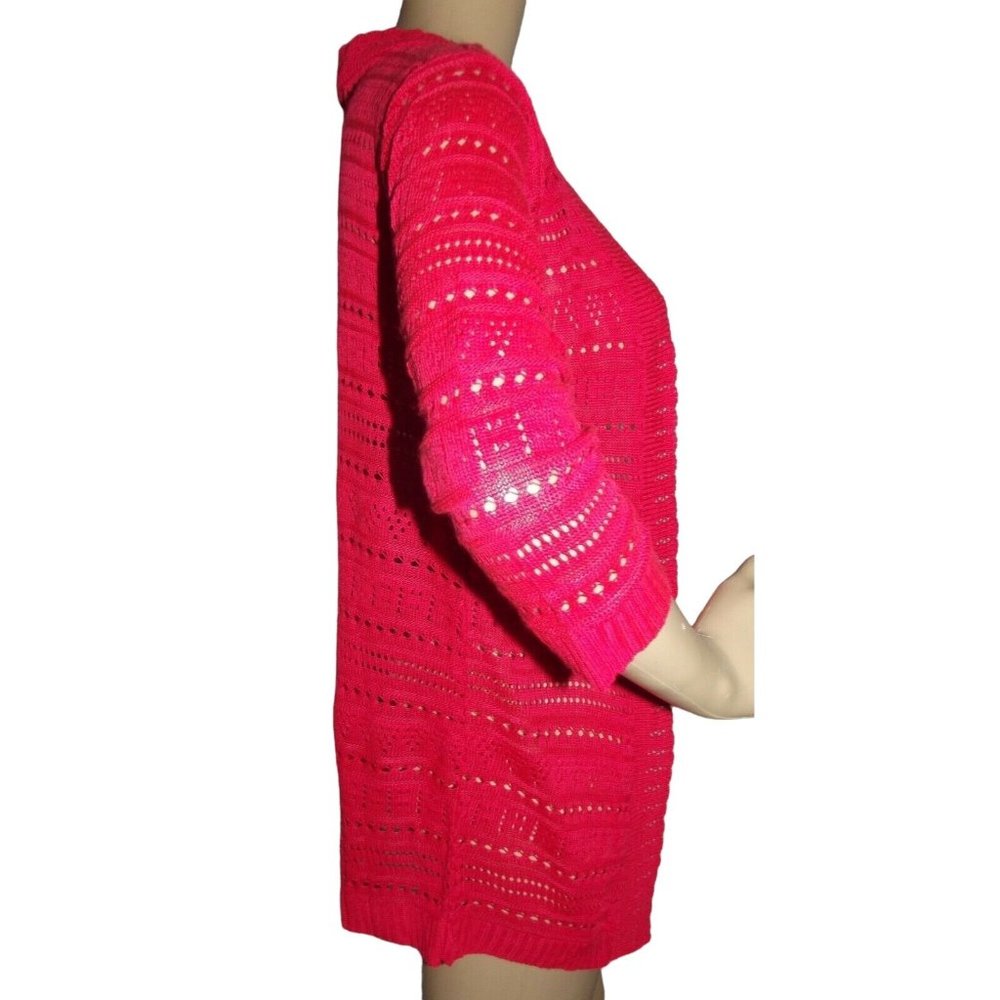 Seduction Size Medium Pink Red Open Front Cardigan Sweater open stitch m
